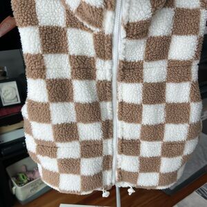 Altar'd State Kids Brown and White Checkered Vest